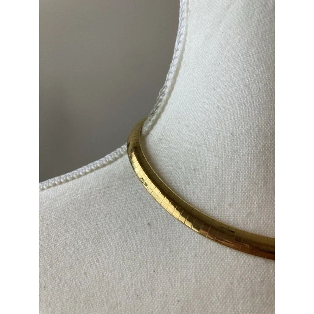Gold Tone Omega Collar Necklace Segmented Choker Runway Glam Couture Thick